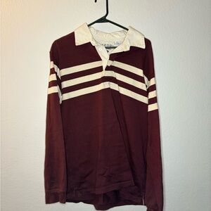 Izod Maroon and White Striped Men's Shirt